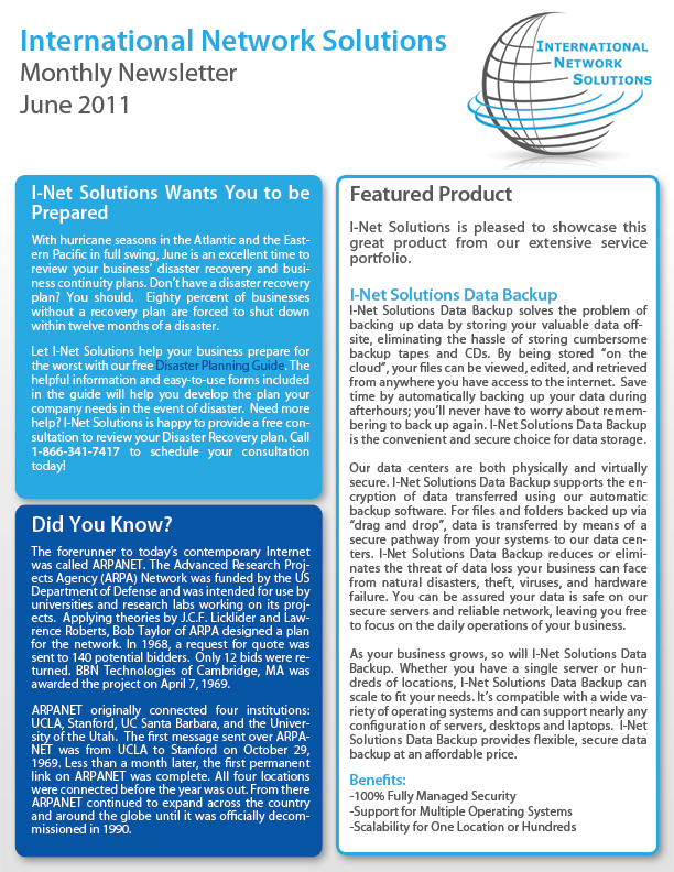 Monthly Newsletter June 2011